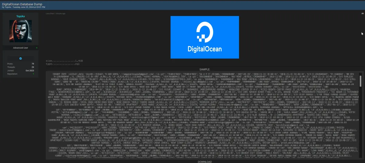 [unconfirmed] DigitalOcean Data Breach