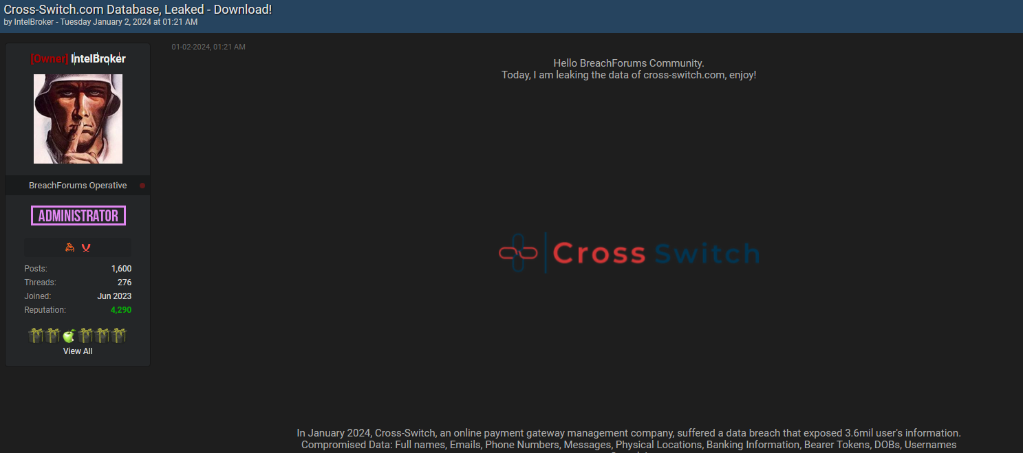 Major Data Breach Hits CrossSwitch, Exposing Millions of Users