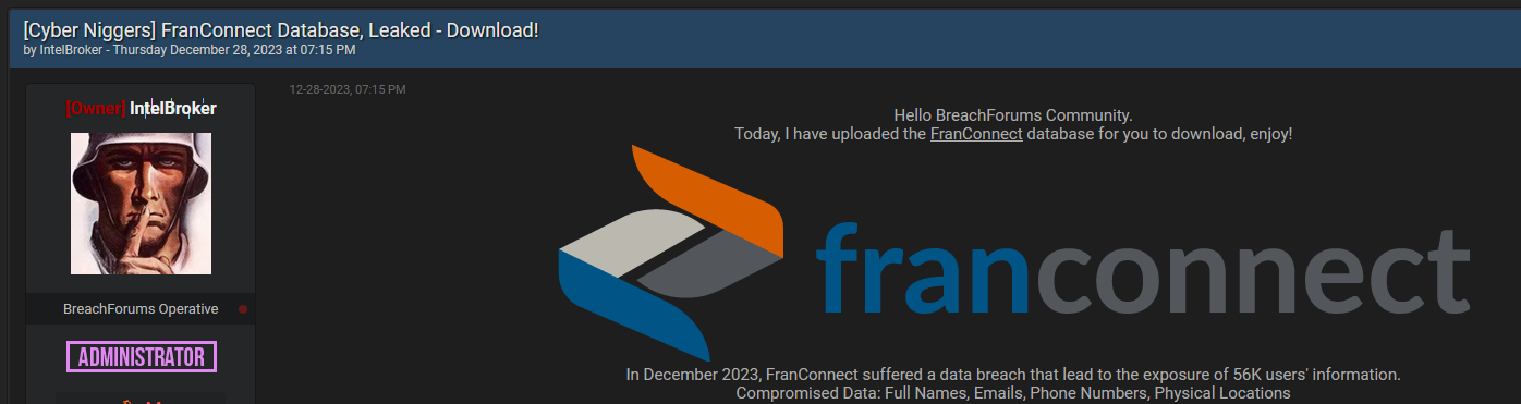 Personal Data of 56,000 Users Leaked in FranConnect Breach