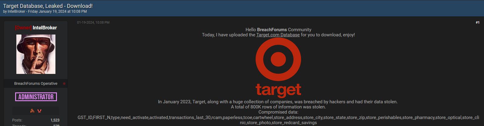 Massive Target Data Breach Exposes 800K Records