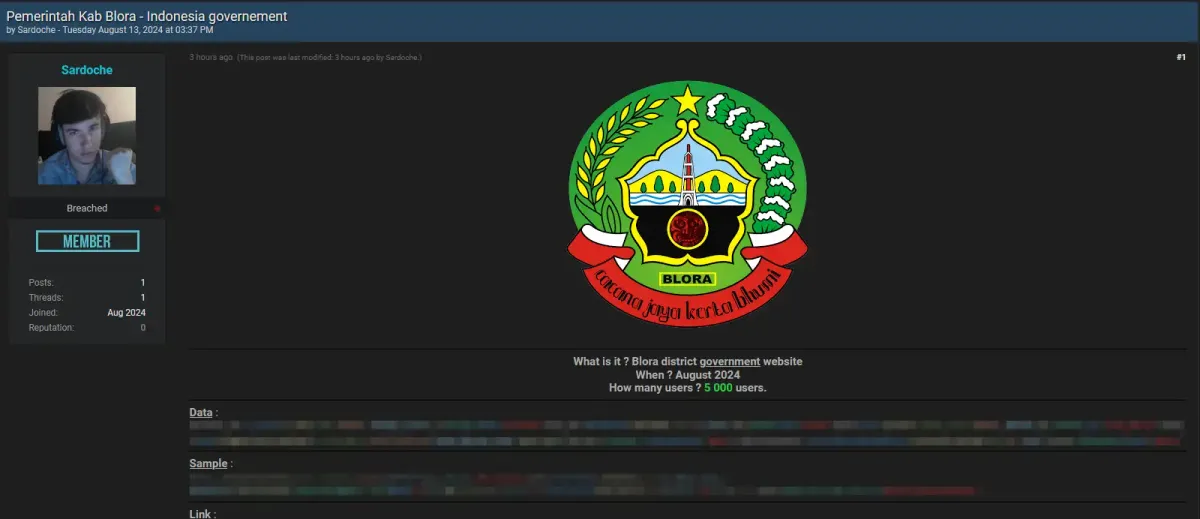 Sensitive Information of 5,000 Users Leaked from Indonesian Government Website