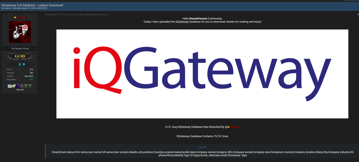 IQGateway Database Breach Exposes 75,000+ Records