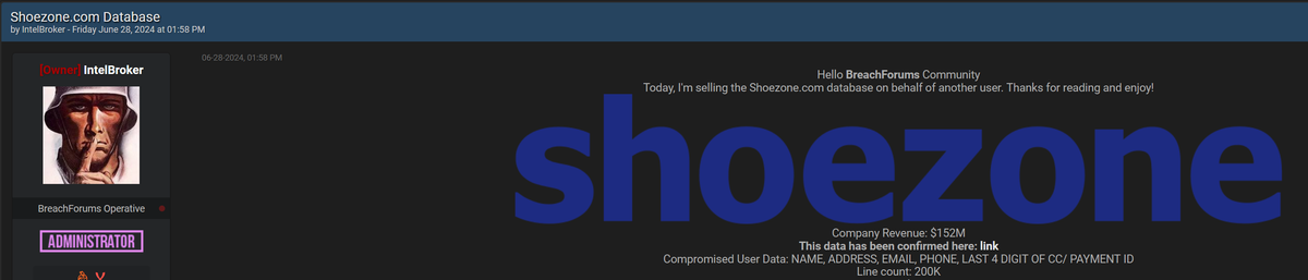 Shoezone Data Breach: 200K Customer Records Sold