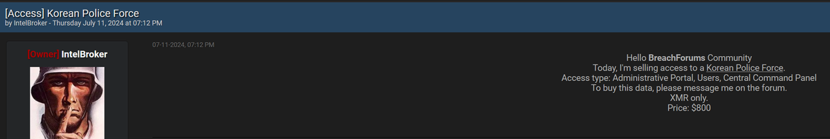 Korean Police Force Breach: Admin Access Sold for $800