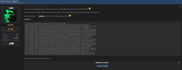 Kadac.com.au Compromised: Sensitive User Information Exposed