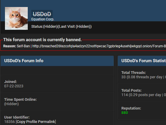 Threat Actor USDoD doxed?