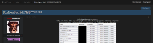 US Pipeline Companies' Private Keys Leaked in Potential Data Breach