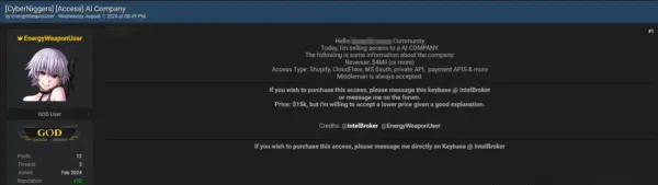 [Access For Sale] AI Company for 15k