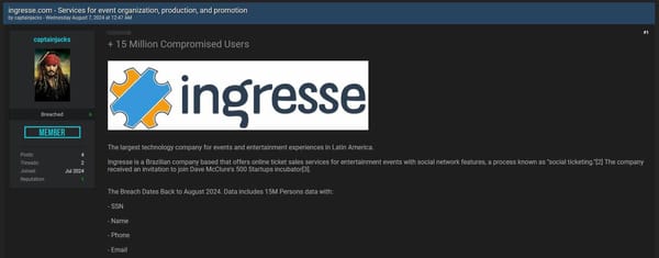 Ingresso Data Breach: Personal Information of 15 Million Ingresso Users Compromised