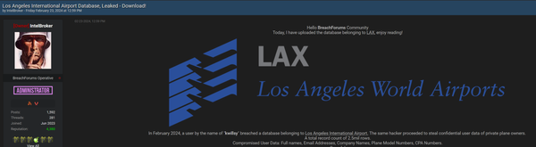 LAX Targeted by Cybercriminals - 2.5 Million Records Exposed