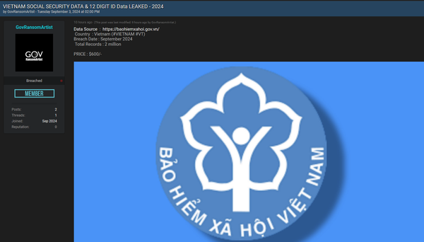 Vietnam Social Security Data Breach: 2 Million Records Leaked in 2024
