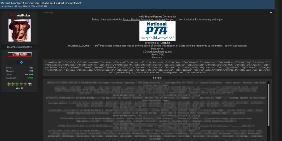 National PTA DB Leaked -IntelBroker Breached by GodLike